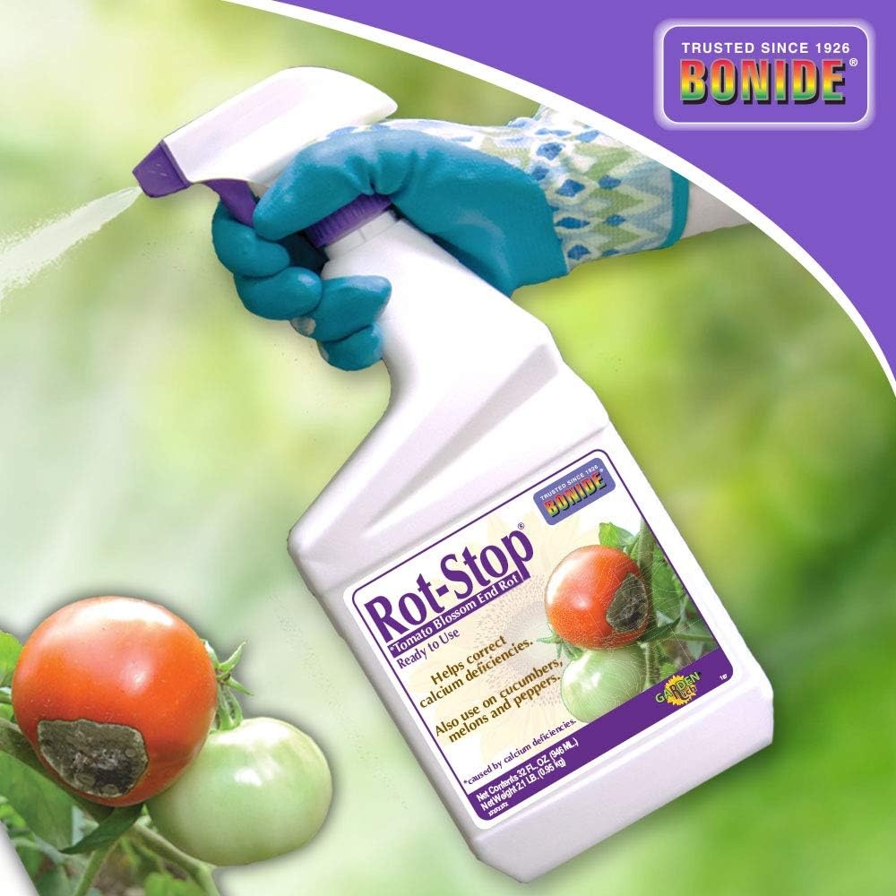 Bonide Rot-Stop Tomato Blossom End Rot, 32 oz Ready-to-Use Spray Garden Fertilizer for Calcium Deficiency in Plants(End Rot)