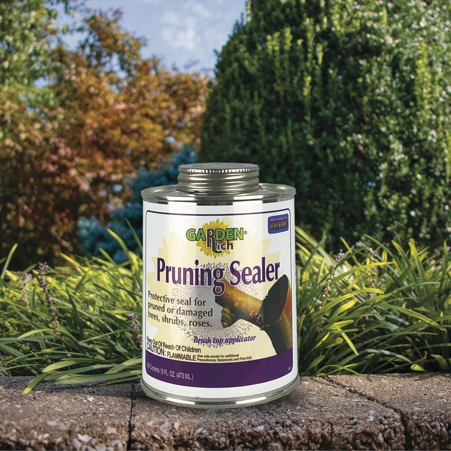 Bonide Garden Rich Pruning Sealer with Brush Top Applicator, 16 oz Ready-to-Use Protective Seal for Trees, Shrubs, Roses(16 oz.)