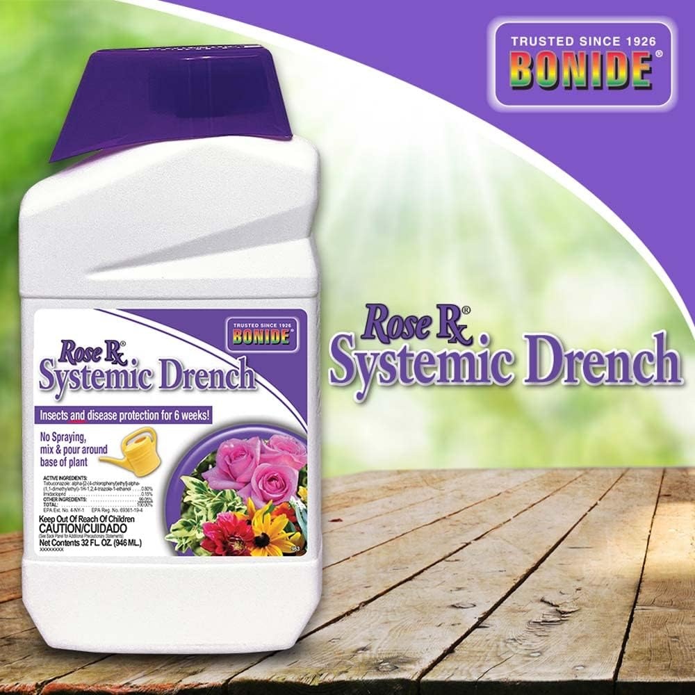 Bonide Rose Rx Systemic Drench, 32 oz Concentrate, Garden Insect & Disease Prevention for Roses, Flowers and Ornamentals(32 oz (Pack of 6))