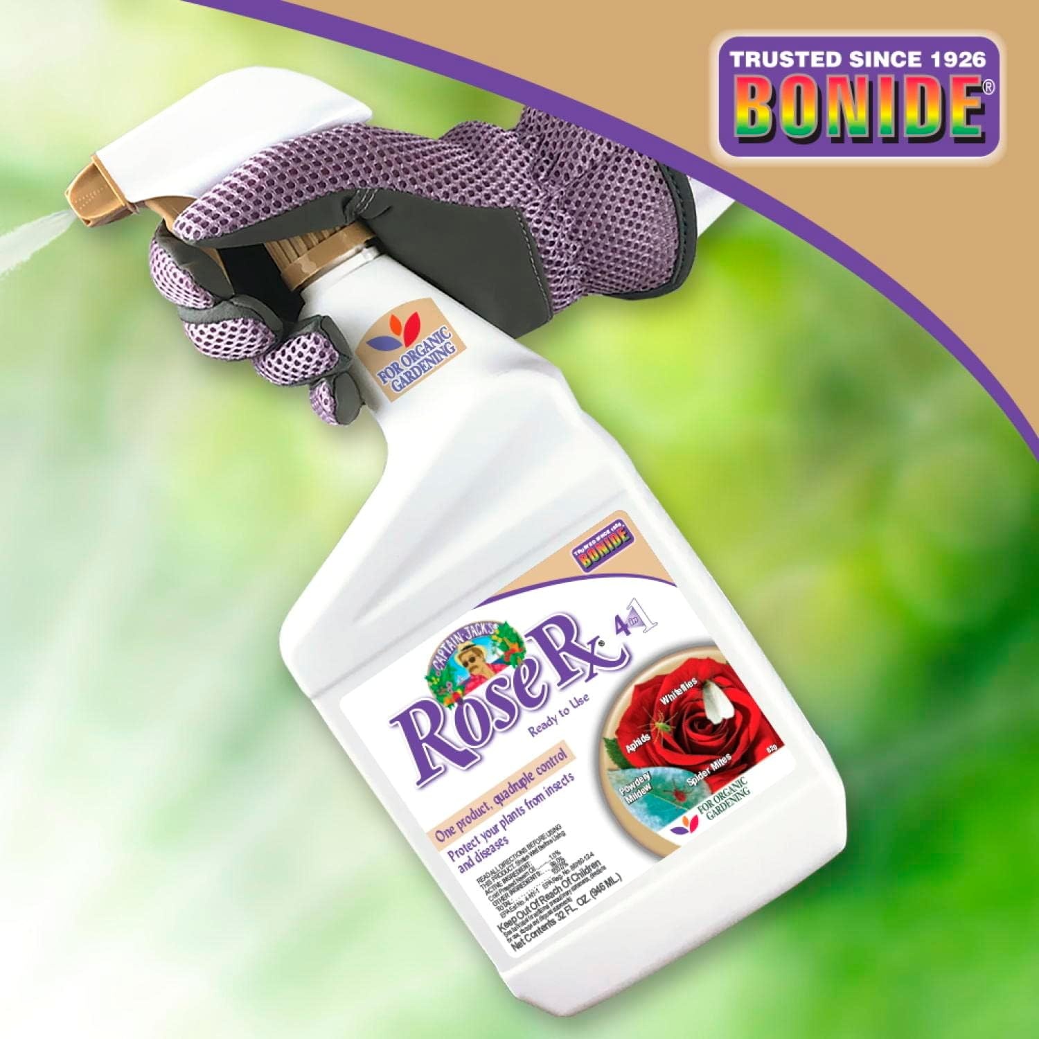 Bonide Captain Jack’s Rose Rx 4-in-1 Insect & Disease Control, 32 oz Ready-to-Use Spray Neem Oil for Organic Gardening